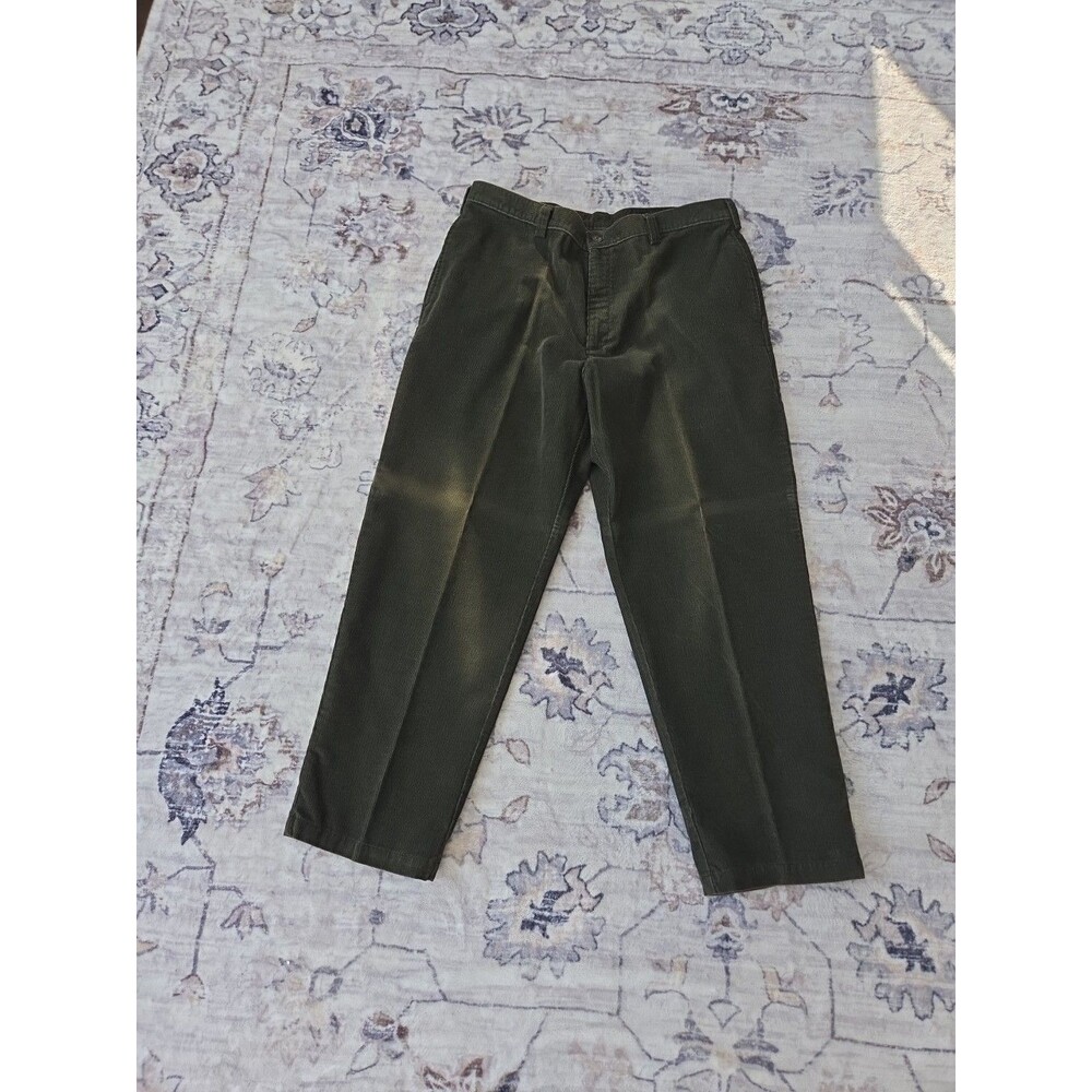 #224 Vintage LL Bean Pants Mens 38x30 Freen Corduroy  USA 90s Zip Outdoor Preppy